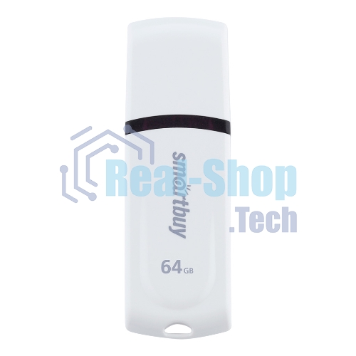 Флешка USB Smartbuy Paean white (SB64GBPN-W), 64Gb, USB 2.0, R/W 25/15, белый