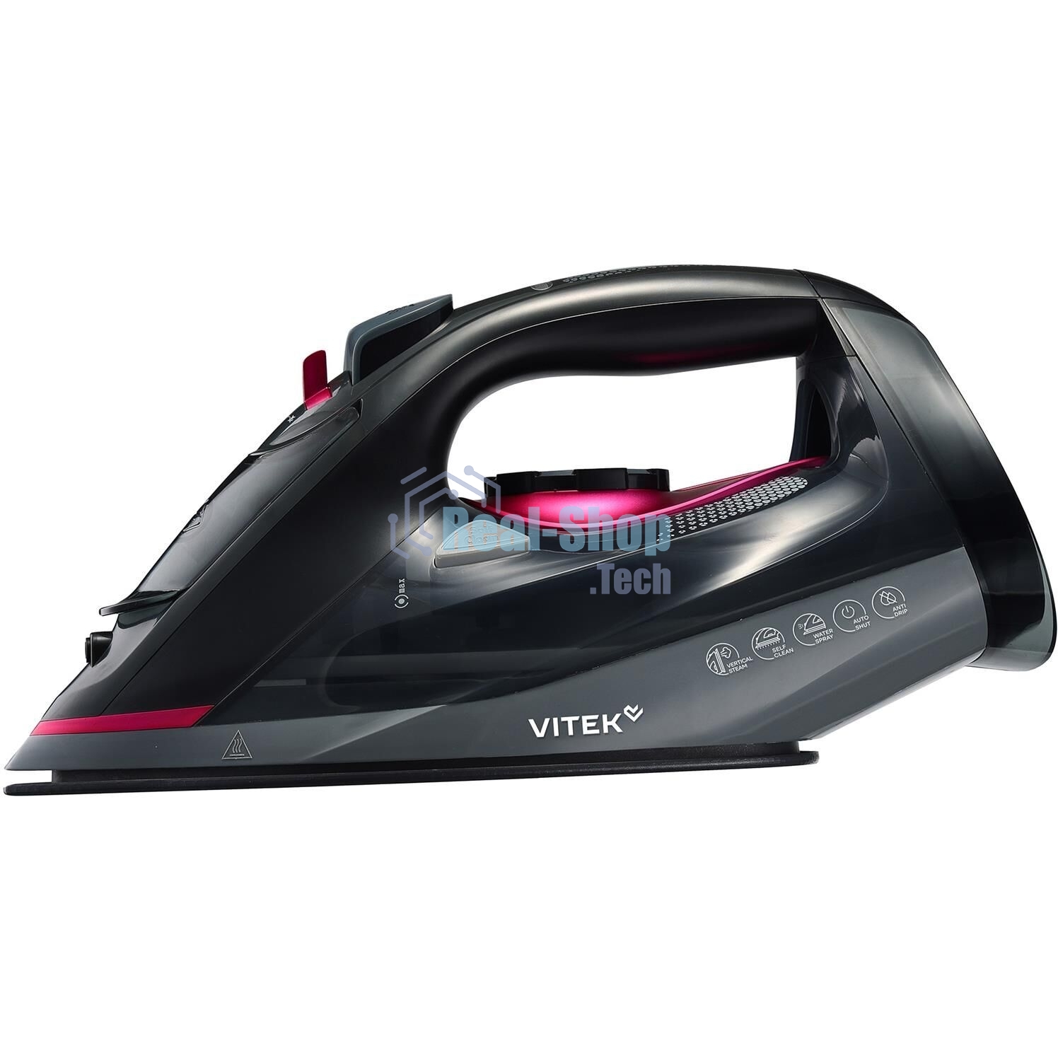 Утюг Vitek VT-IRN1203 черный, 2400 Вт, 23 г/мин, 150 г/мин, 430 мл