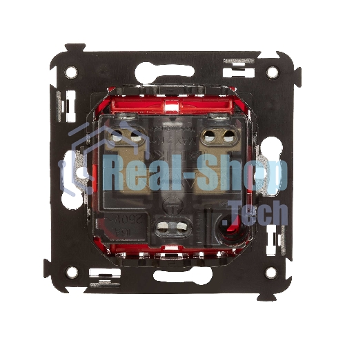 Розетка DKC Avanti 4401003 2P+E со шторками, красный квадрат