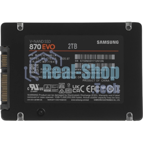 Накопитель SSD Samsung 870 EVO, 2Tb, SATA III, 2.5