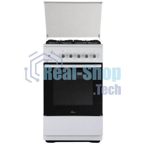 Плита Газовая Flama N FG 24239 W белый (стеклянная крышка) реш.чугун