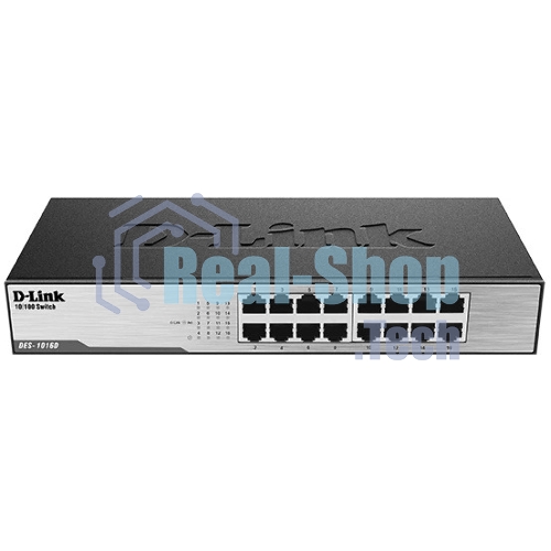 Коммутатор неуправляемый D-Link DES-1016D/I1A с 16 портами 10/100Base-TX