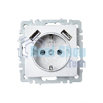 Розетка 1-местная IEK BRITE РЮш10-2-БрА (BR-R14-16-U21-D31-K47) с заземлением, с защитными шторками, 16А, с USB A+A 5В 3,1А, алюминий