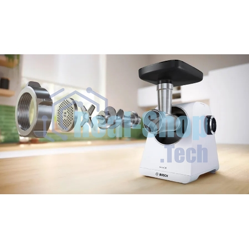 Мясорубка электрическая Bosch MFWS607W белый, 2100 Вт, 3.5 кг/мин, реверс, насадки - 4