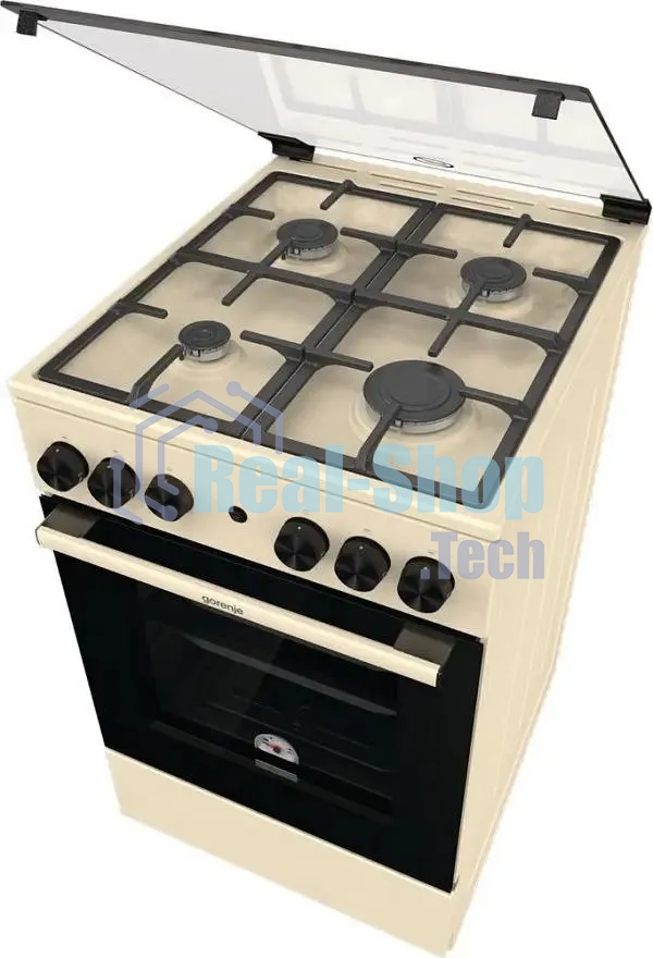 Плита газовая Gorenje GG5A21BEF бежевый, конфорок 4 газовых, духовка 70 л, 50 см x 85 см x 59.4 см