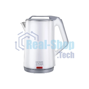 Чайник электрический Homestar HS-1036 1.8 л, нержавейка+пластик, белый, двойной корпус (12)