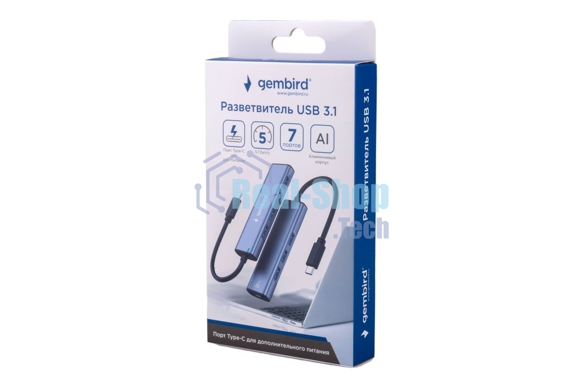 USB-концентратор Gembird UHB-U3P7-02, USB Type-C 3.1, 7хUSB, USB Type-C