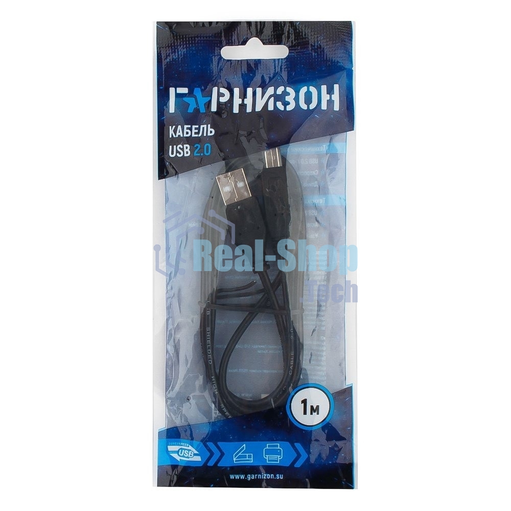 Кабель USB2.0 Гарнизон GCC-USB2-CMBM-1M, Type-C/BM, медь, 1м, черный, пакет