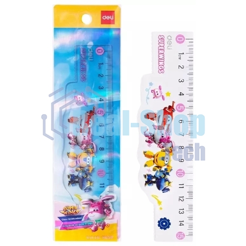 Линейка Deli Super Wings EH658 пластик дл. 15 см ассорти