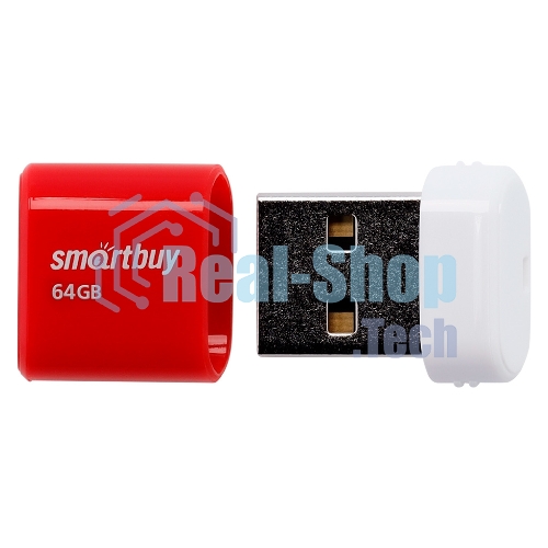 Флешка USB Smartbuy LARA Red (SB64GBLARA-R), 64Gb, USB 2.0, R/W 15/5, красный/белый