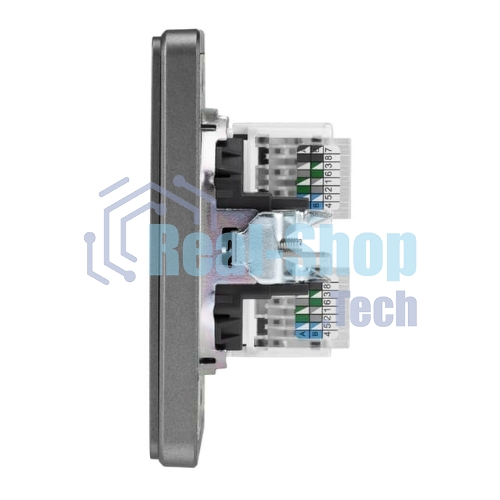 Розетка Kranz ROUND компьютерная двойная RJ45+RJ45 кат6 с/у титан