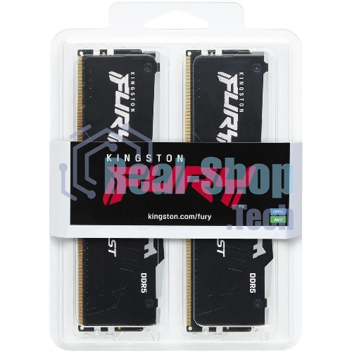 Оперативная память Kingston Fury Beast, DDR5, 32Gb (2x16GB), 5600MHz, CL36, DIMM, с радиаторами, RGB, черный