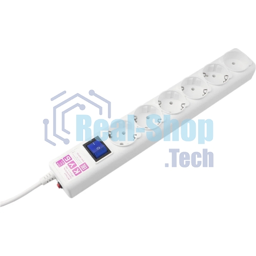 Сетевой фильтр PowerCube, PC 5 м 6 р, белый, 16А, SPG6-A2