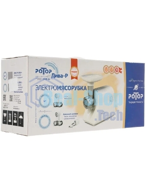 Мясорубка электрическая Ротор Классик-Р ЭМШ 35/300-4 белый, 1500 Вт, 0.6 кг/мин, реверс, насадки - 4