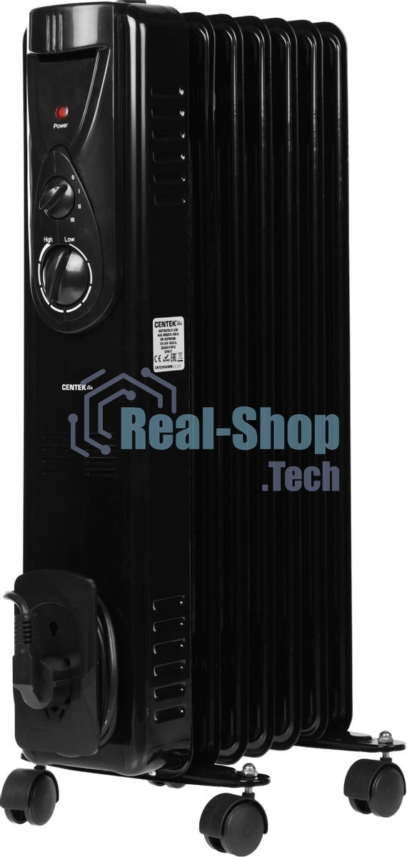 Обогреватель масляный Centek CT-6200 (7 секций) черный, 700/1000/1500Вт, 3 режима, механический термостат