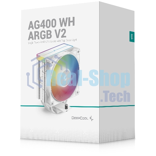 Кулер для процессора DEEPCOOL AG400 WH ARGb V2 белый 120мм алюминий+медь 2100rpm 31.6db 4-pin 220W 152мм