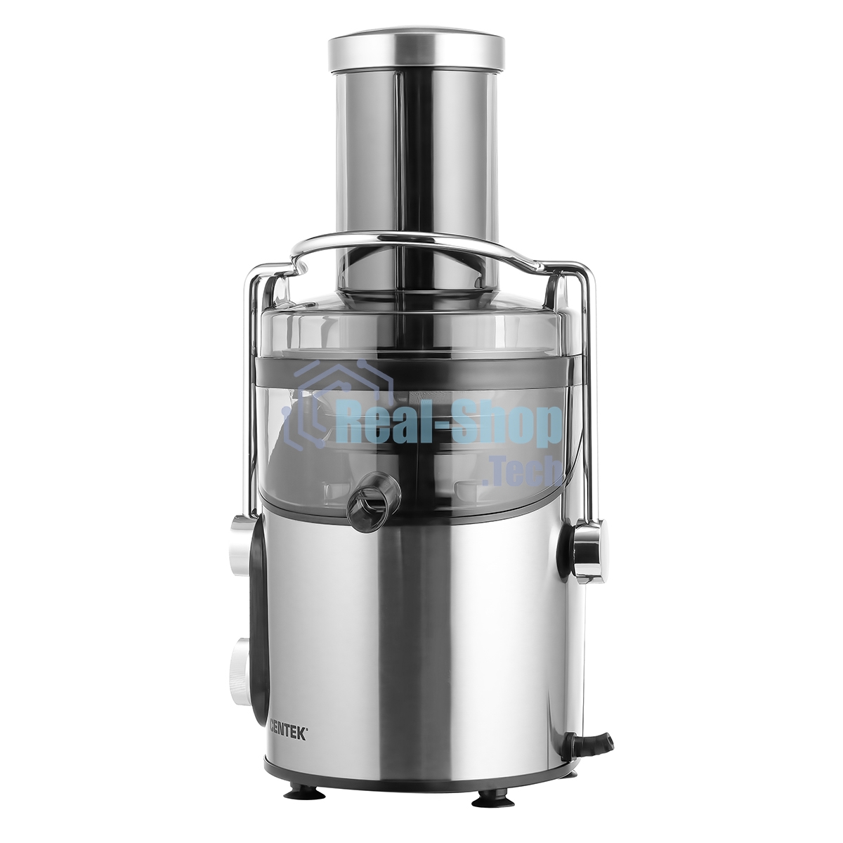 Соковыжималка Centek CT-1212 стальной/чёрный, центробежная, 1200 Вт, 1100 мл, механическое