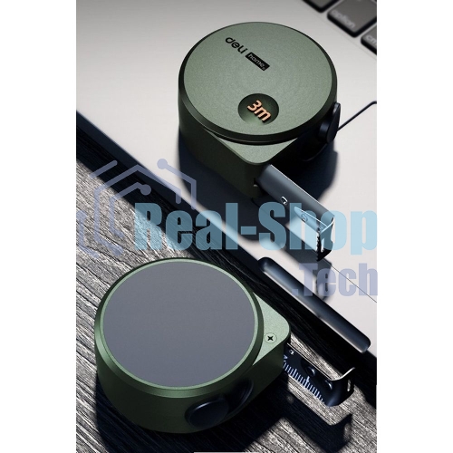Измерительный и разметочный инструмент Deli Рулетка Home Series Green HT8316L 3м х 16мм, эксклюзивный дизайн, корпус - высококачественный софттач пластик