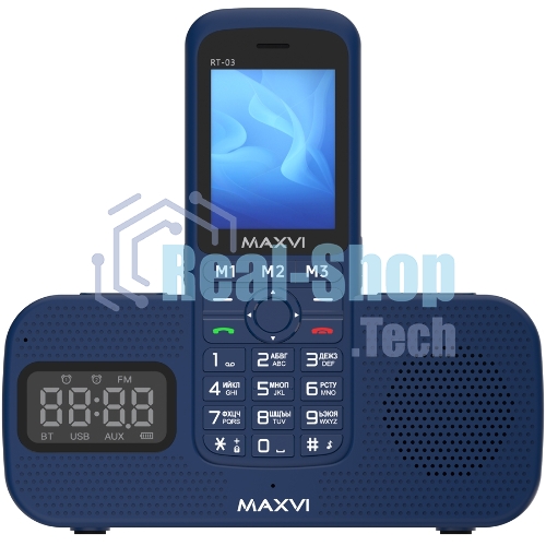 Мобильный телефон Maxvi RT-03 + док-станция, синий