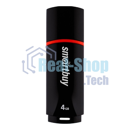Флешка USB Smartbuy Crown black (SB4GBCRW-K), 4Gb, USB 2.0, R/W 25/15, черный/красный