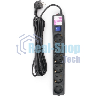 Сетевой фильтр Powercube SPG6-B-5M 5 м, 6 розеток, черный, коробка