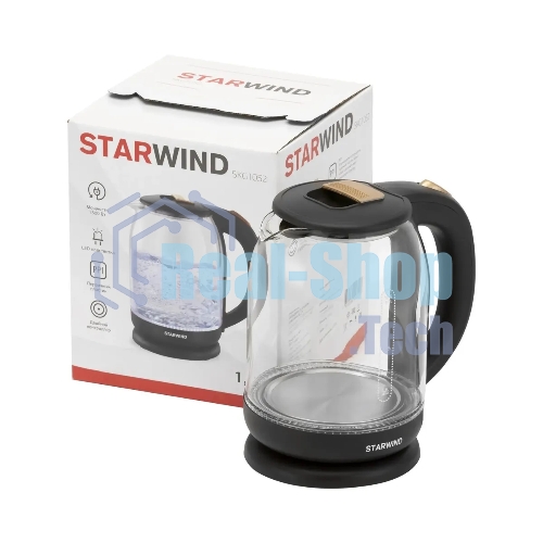 Чайник электрический Starwind SKG1052 1.8 л, 1500 Вт, темно-коричневый/бронзовый (корпус: стекло)
