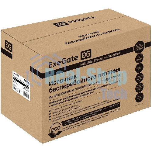 Источник бесперебойного питания ExeGate SpecialPro UNB-2000.LED.AVR.EURO.RJ 2000VA/1200W, LED, AVR, 4 евророзетки, RJ45/11, черный