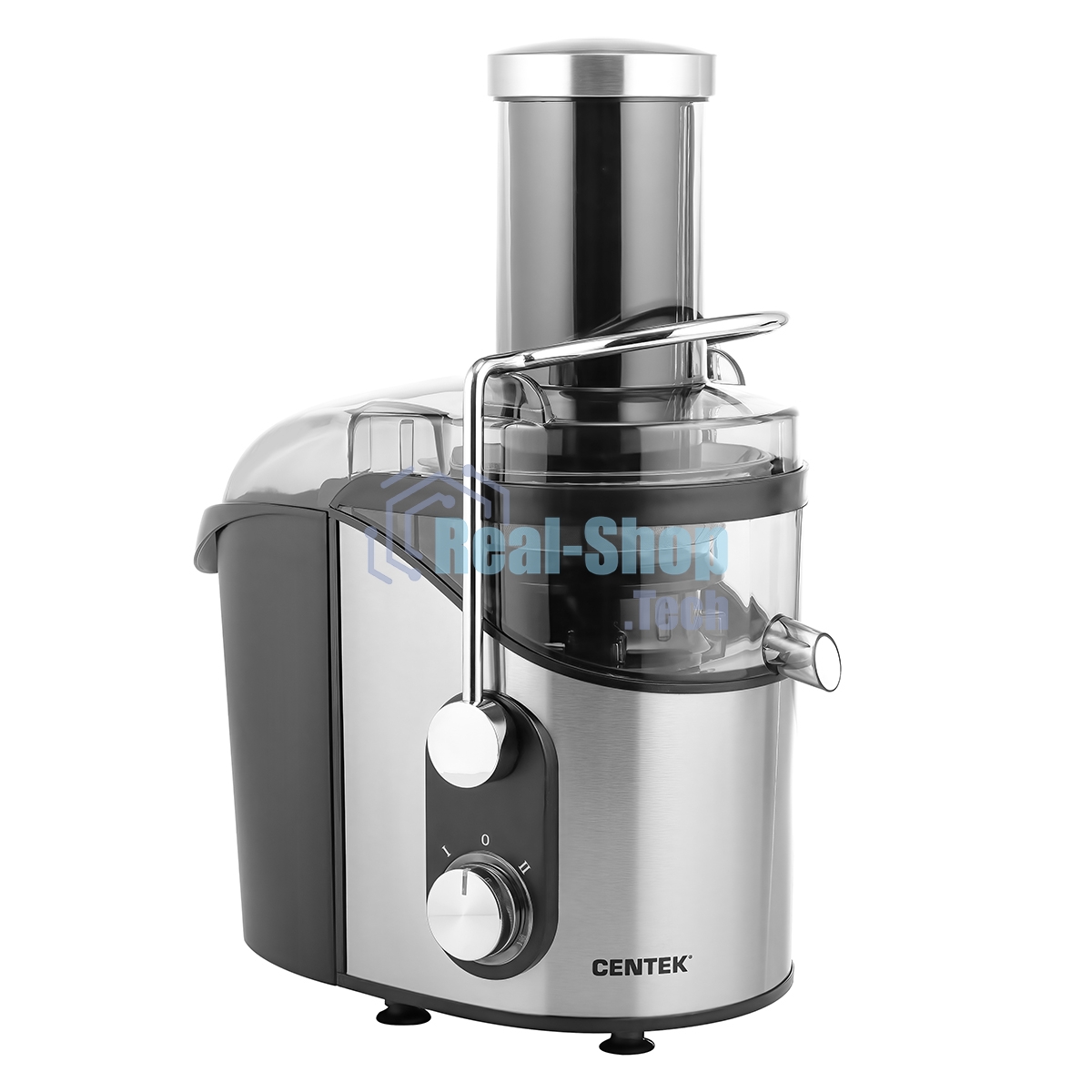 Соковыжималка Centek CT-1212 стальной/чёрный, центробежная, 1200 Вт, 1100 мл, механическое