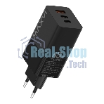 Сетевое зарядное устройство Maxvi A483GN 65W, 1xUSB-A, 2xUSB-C, черный
