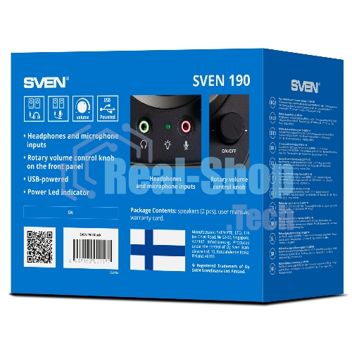 Портативная акустика SVEN 190, черный (6 Вт, питание USB)