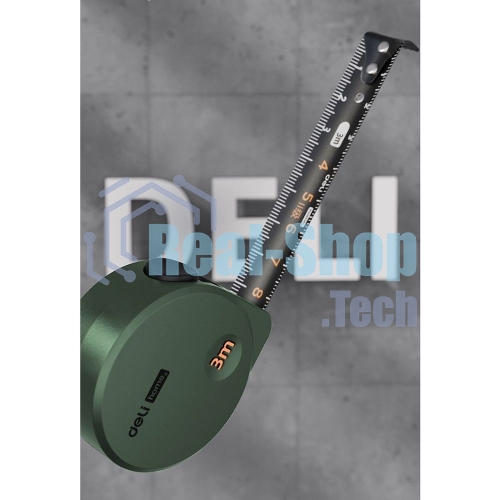 Измерительный и разметочный инструмент Deli Рулетка Home Series Green HT8316L 3м х 16мм, эксклюзивный дизайн, корпус - высококачественный софттач пластик