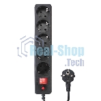 Сетевой фильтр Гарнизон EHLB-1, 5 р, 10А 1.8 м черный