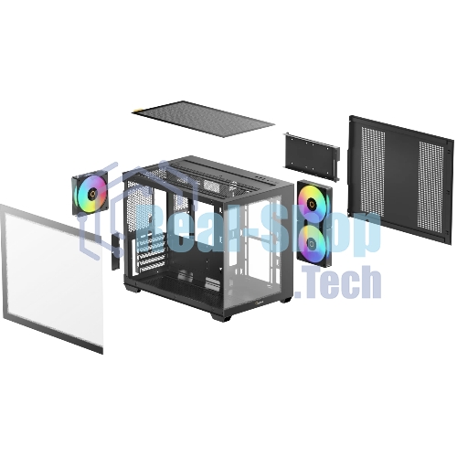 Корпус Ocypus Gamma C54 BK ARGB, Mini-Tower, чёрный, 3 x 120 мм