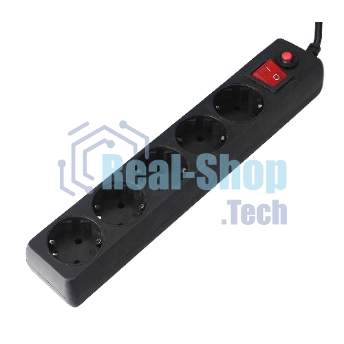 Сетевой фильтр Гарнизон EHLB-1, 5 р, 10А 1.8 м черный