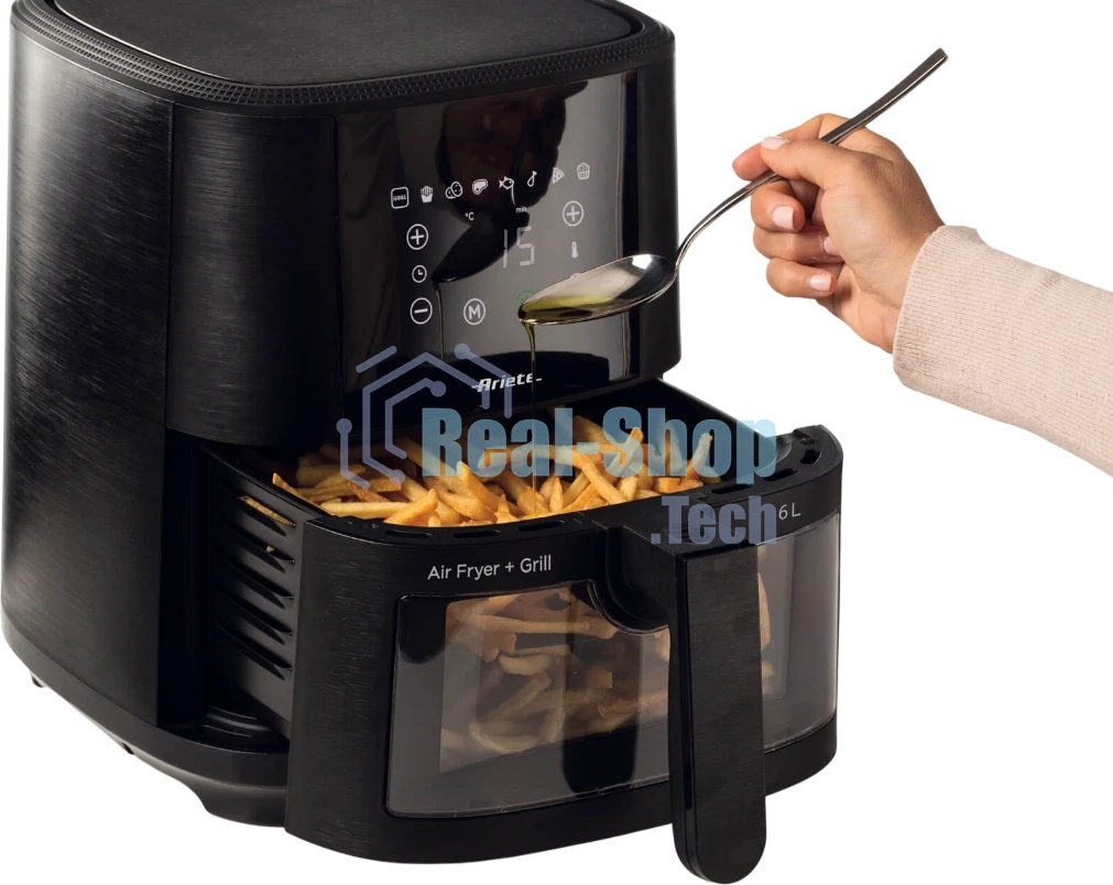 Аэрофритюрница Ariete Air fryer 4626/00 черный, 1300 Вт, 6 л, сенсор, 8 программ