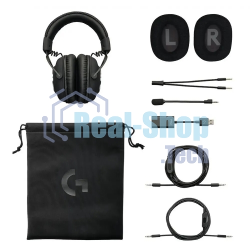 Наушники с микрофоном Logitech G Pro X черный 2м мониторные оголовье (981-000819)