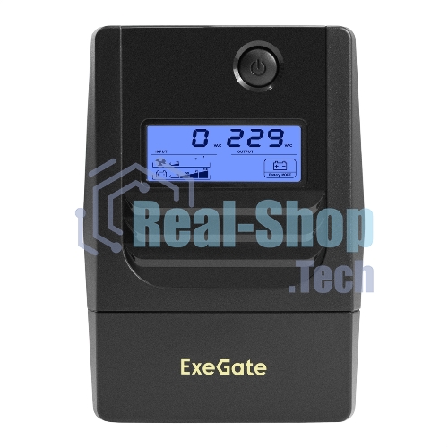 Источник бесперебойного питания ExeGate Smart LB-500.LCD.AVR.2SH (500VA/300W, LCD, AVR, 2*Schuko, батарея 12V 4.5Ah, черный)