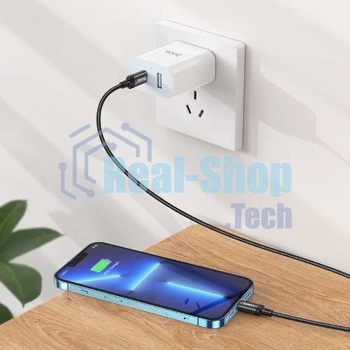 Кабель Hoco X89 Wind iP USB Type-C (m)-Lightning (m) 1м черный коробка