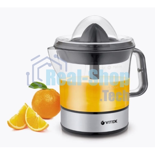 Соковыжималка Vitek VT-3669 стальной/чёрный, цитрусовая, 25 Вт, 700 мл, механическое