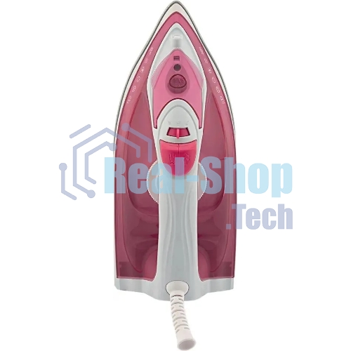 Утюг Scarlett SC-SI30K56 розовый, 2400; Световой индикатор работы: Да; Регулируемый пар до г/мин: 35; Паровой удар до г/мин: 140; Резервуар для воды, мл: 280; Функция разбрызгивания воды: Да; Терморегулятор: Да; Вертикальное отпаривание: Да; Регулировка степени отпаривания: Да; Покрытие подошвы: Керамическая подошва KeramoPro; Самоочистка: Да; Система защиты от накипи ANTI-CALC: Да; Функция автоотключения AUTO-SHUT OFF: Да; Размер утюга Ш*В*Г, мм: 289*120*140; Шарнирное крепление шнура: Да; Длина электрошнура, м: 1.8; Цвет шнура: В цвет корпуса;
