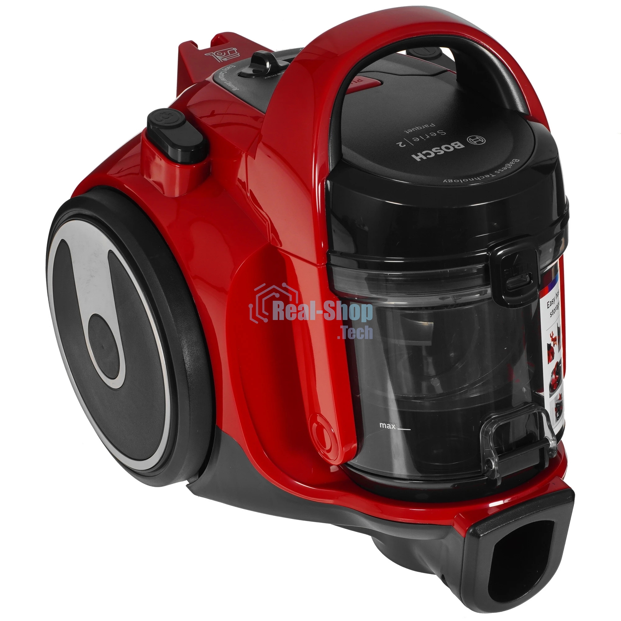Пылесос Bosch BGC05AAA2 красный/черный, 350/700 Вт, уборка сухая, пылесборник контейнер 1.5 л