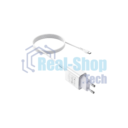 Блок питания (сетевой адаптер) HOCO C81A Asombroso single 1xUSB с кабелем Type-C, 2.1A, 10W, белый