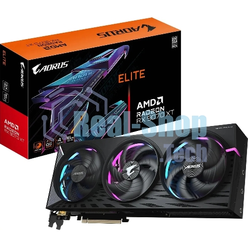 Видеокарта Gigabyte PCI-E GV-R9070XT AORUS E-16GD 1.0 AMD Radeon RX 9070XT 16Gb 256bit GDDR6 2175/20000 HDMIx2 DPx2 HDCP Ret