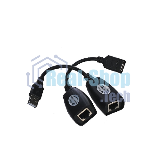 Кабель AM/AF удлинитель USB по витой паре VCOM (AM/RJ45-RJ45/AF) до 45m CU824