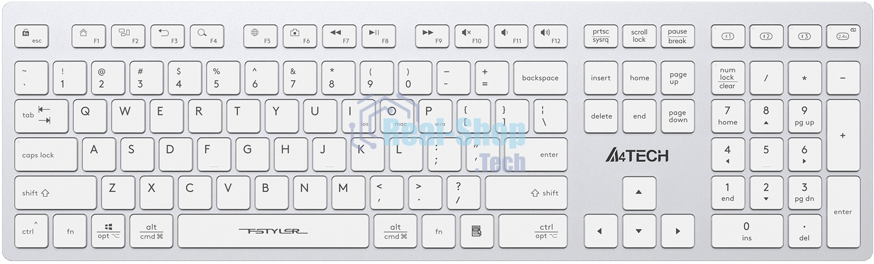 Клавиатура беспроводная A4Tech Fstyler FBX50C, USB, Bluetooth/Радиоканал, белый