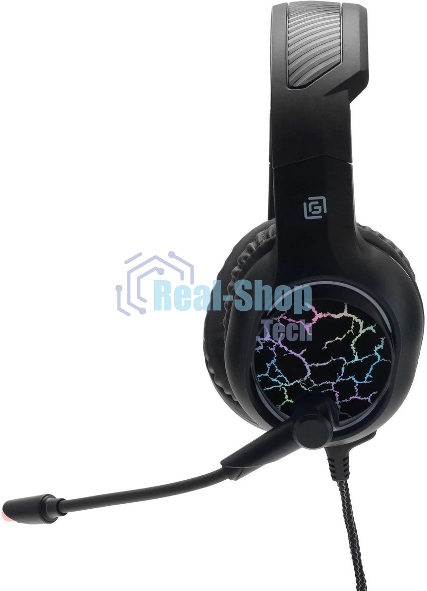 Гарнитура Oklick HS-L930G чёрный/синий, проводная, USB, подсветка
