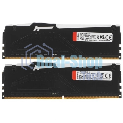Оперативная память Kingston Fury Beast, DDR5, 16Gb (2x8GB), 5600MHz, CL40, DIMM, с радиаторами, RGB, черный