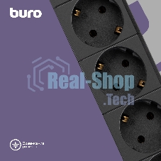 Сетевой фильтр Buro BU-SP3 USB 2A-B 3 м, 6 розеток, черный, коробка