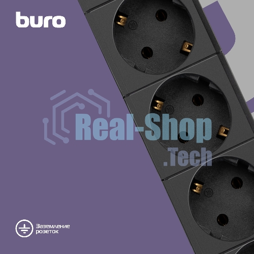 Сетевой фильтр Buro BU-SP3 USB 2A-B 3 м, 6 розеток, черный, коробка