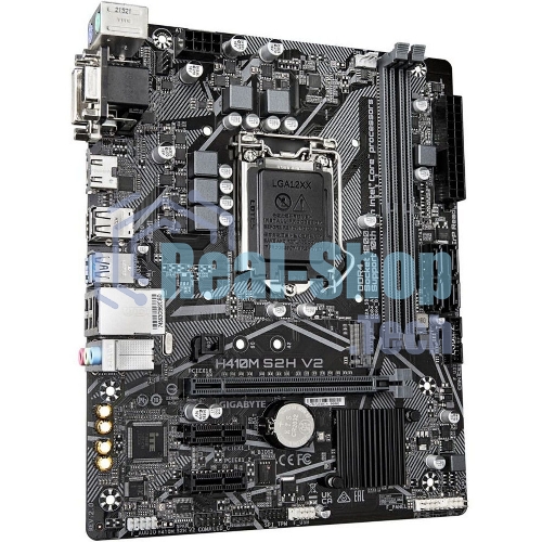 Материнская плата Gigabyte H410M S2H V2 2.1, LGA 1200, Intel Q470, 2xDDR4, 4xSATA, 1xM.2, 1xPCIe 3.0 x16, 2xPCIe x1, 1xHDMI, 1xDVI-D, 1xVGA, 1x 1Gb LAN, 2xUSB-A 3.2 Gen 1, 4xUSB-A 2.0, 3x3.5 мм, 7.1, mATX